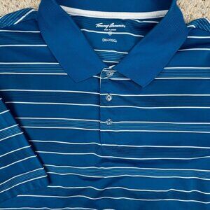 Tommy Armour Dri-Logic Polo Shirt Adult 2XL XXL Golf Short Sleeve Blue Striped